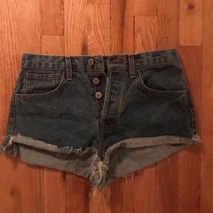 American Apparel mid-rise button up denim shorts